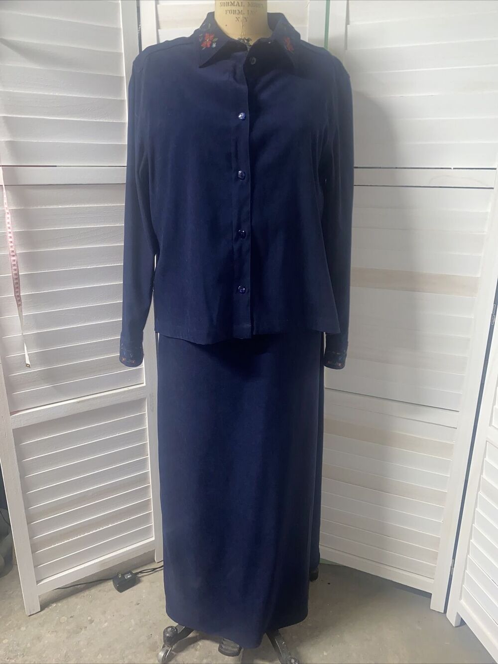 Amanda Smith 2-Piece Set Long Sleeve Blazer Jacket & Dress Suit Blue Size 12